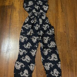 Elegant Black and White Paisley Jumpsuit